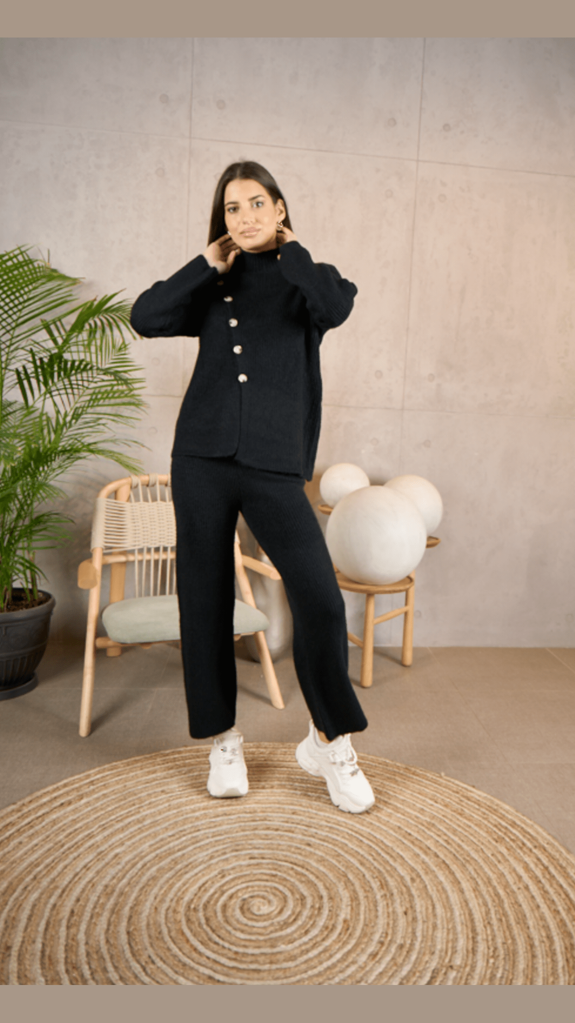 طقم بنطلون وبلوزة شتوي مريح وأنيق