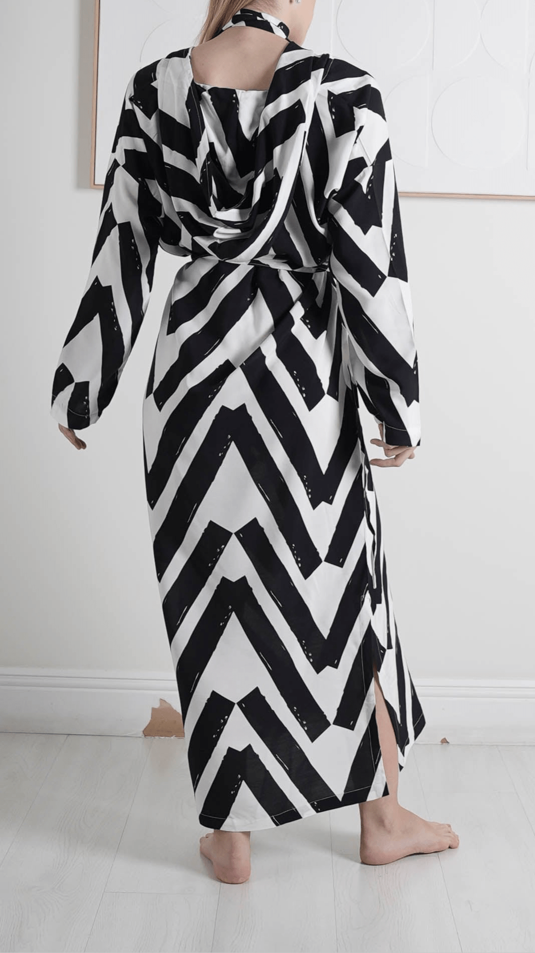 Black and White Chevron Cotton Kaftan