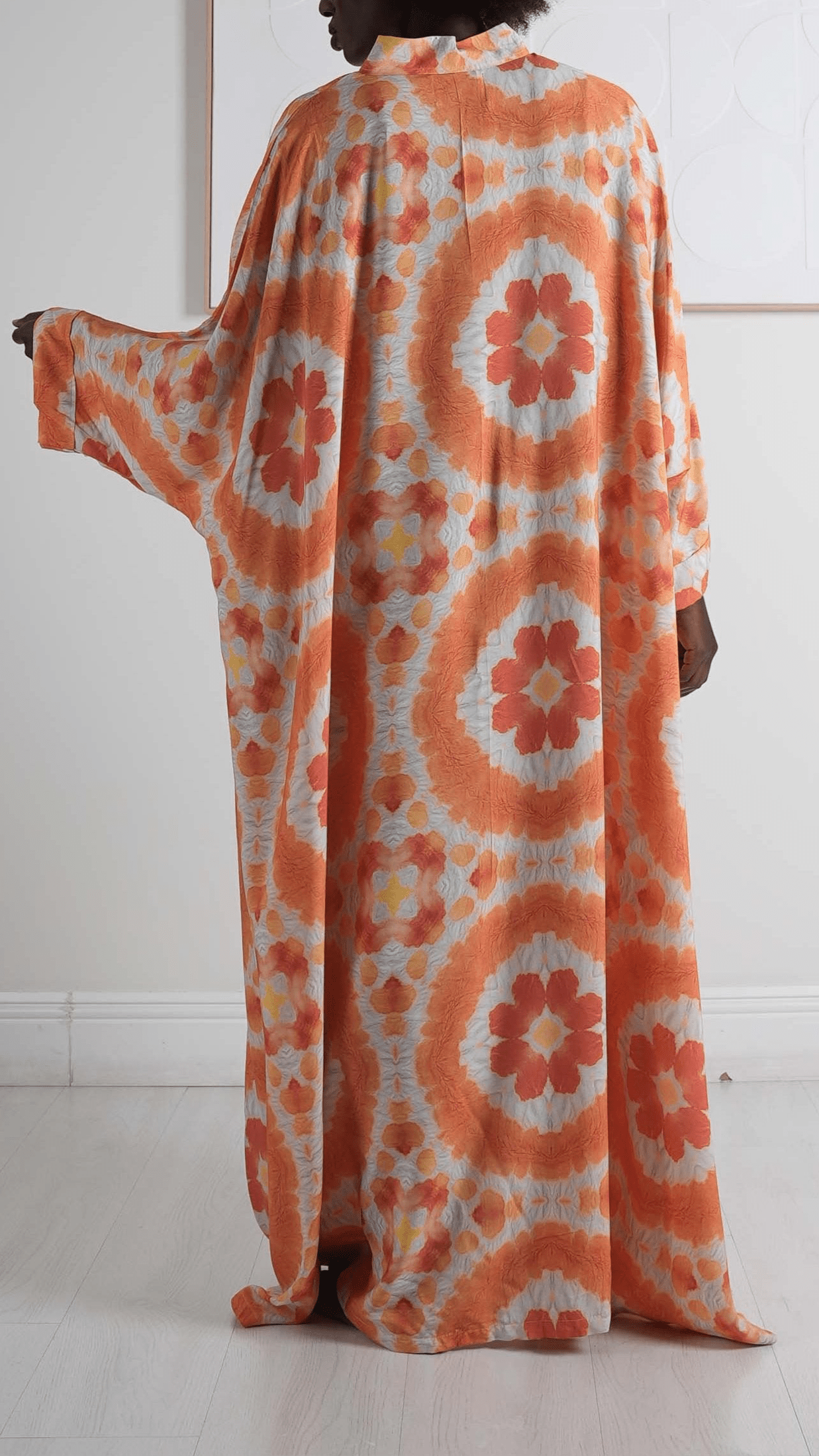 Orange Floral Cotton Kaftan