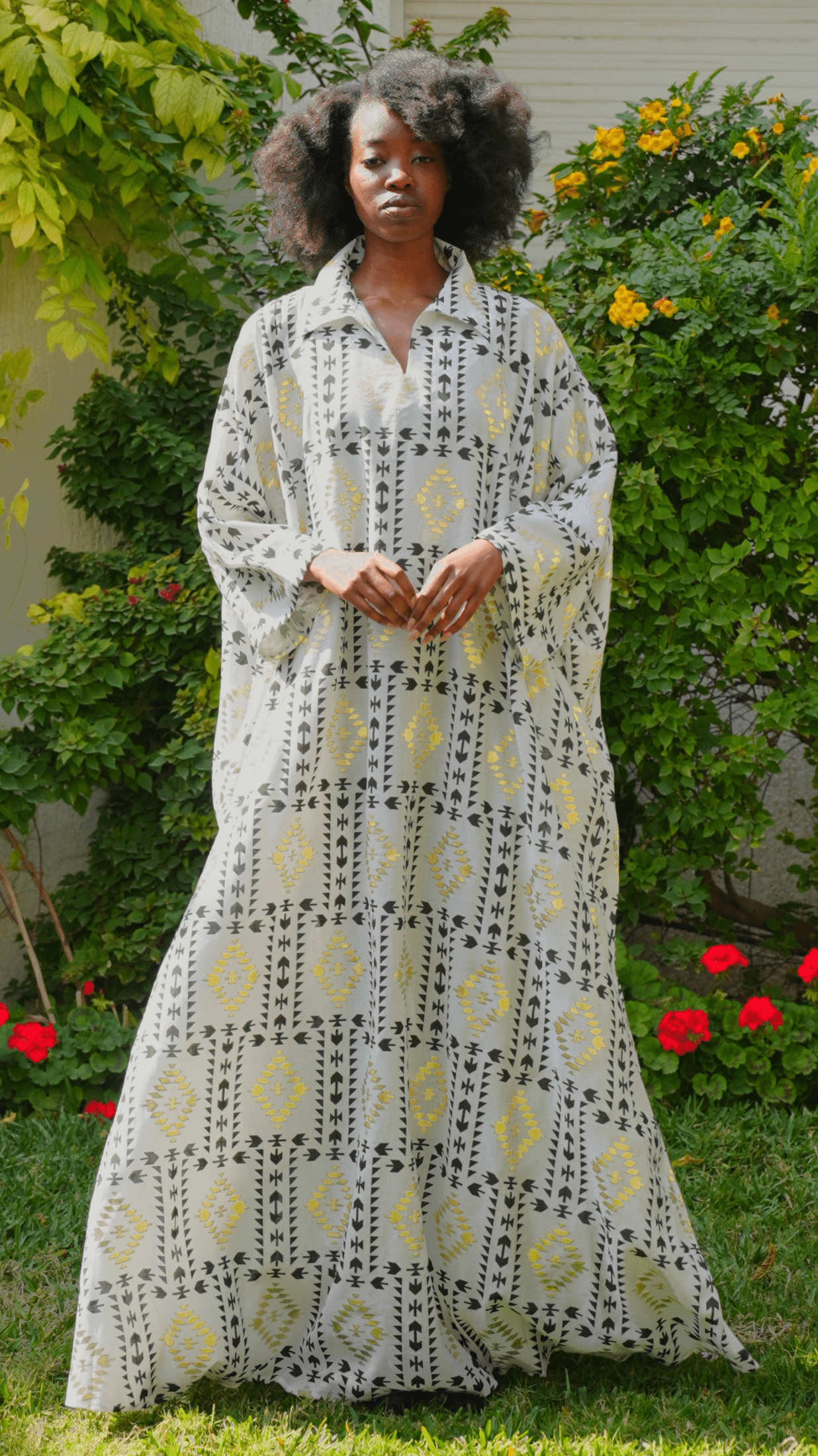 Shirt Collar Beautiful & Tall Kaftan 8 Gray