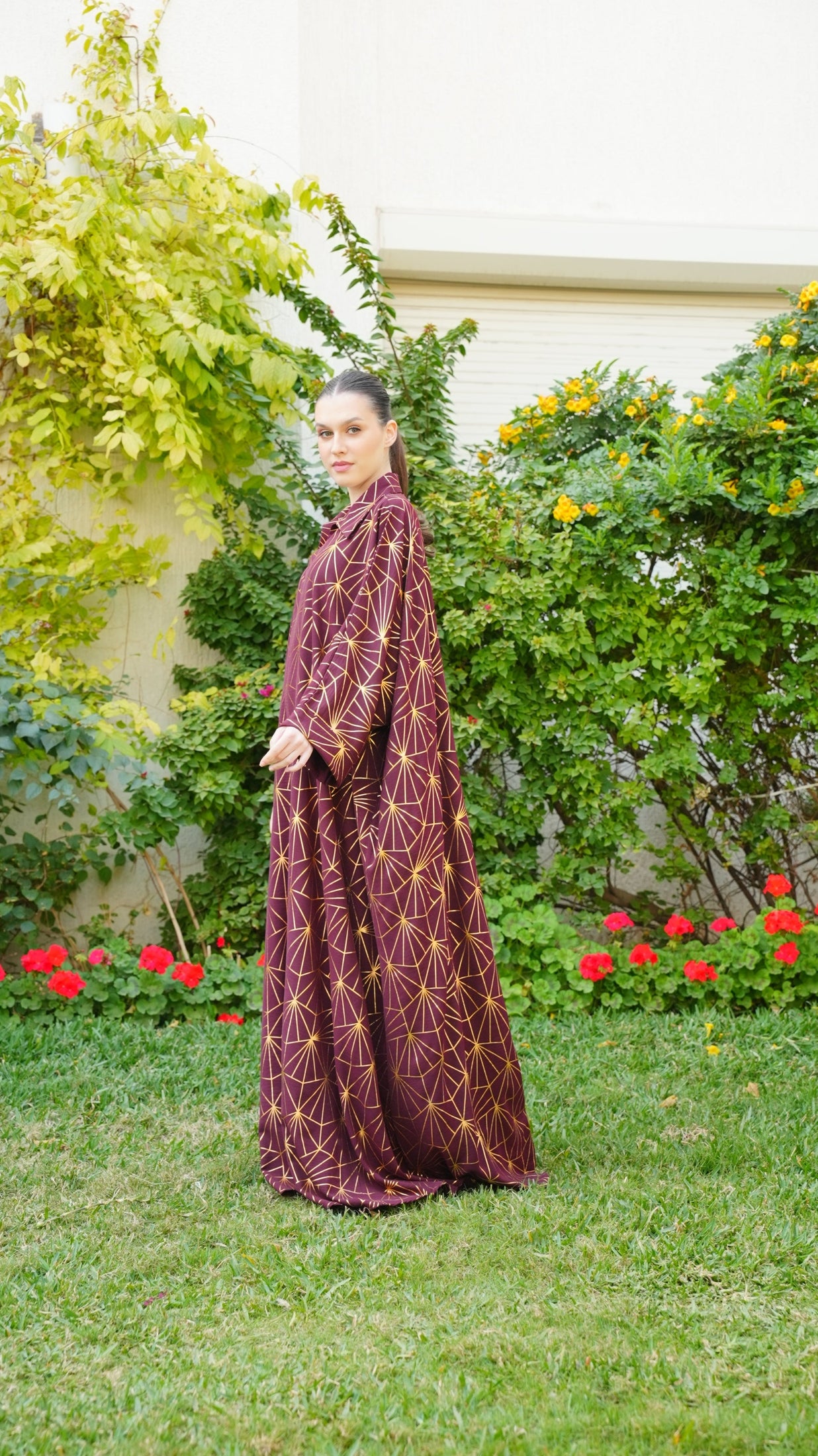 قفطان جميل وطويل بياقة قميص رقم 54