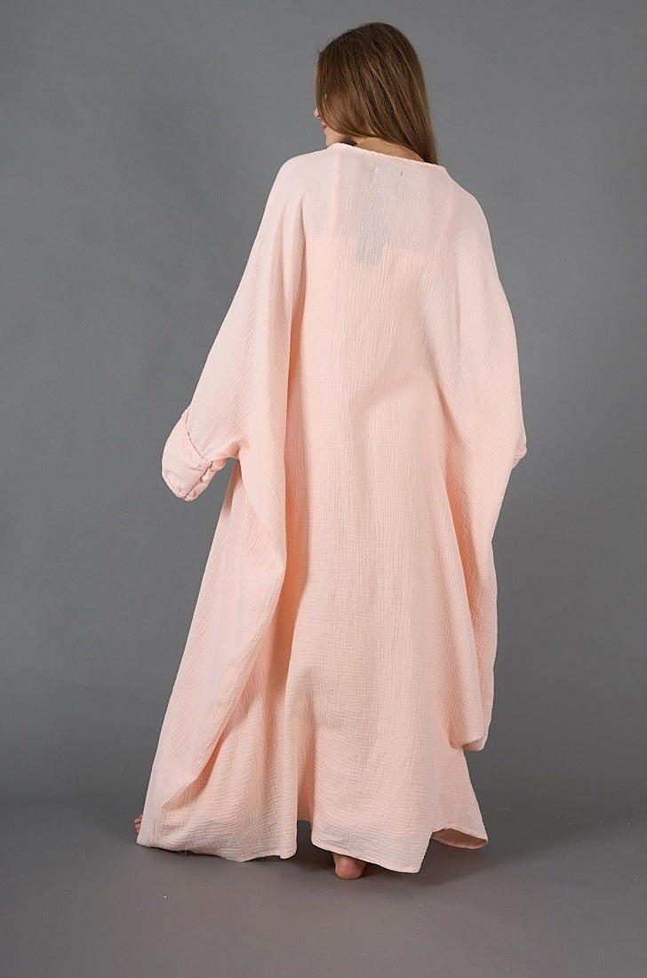 Peach Elegant 2-Piece Gauze Kaftan Set, lined