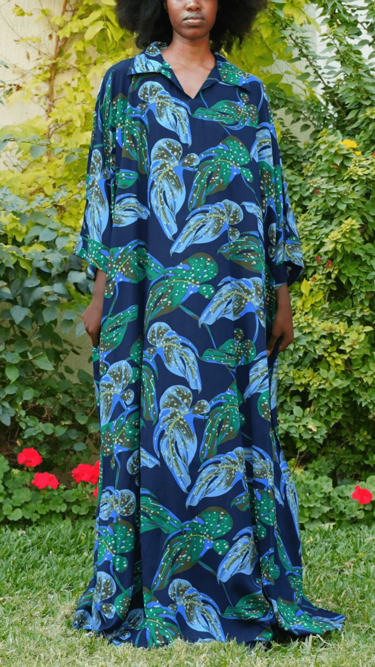 قفطان طويل وجميل بياقة قميص 73