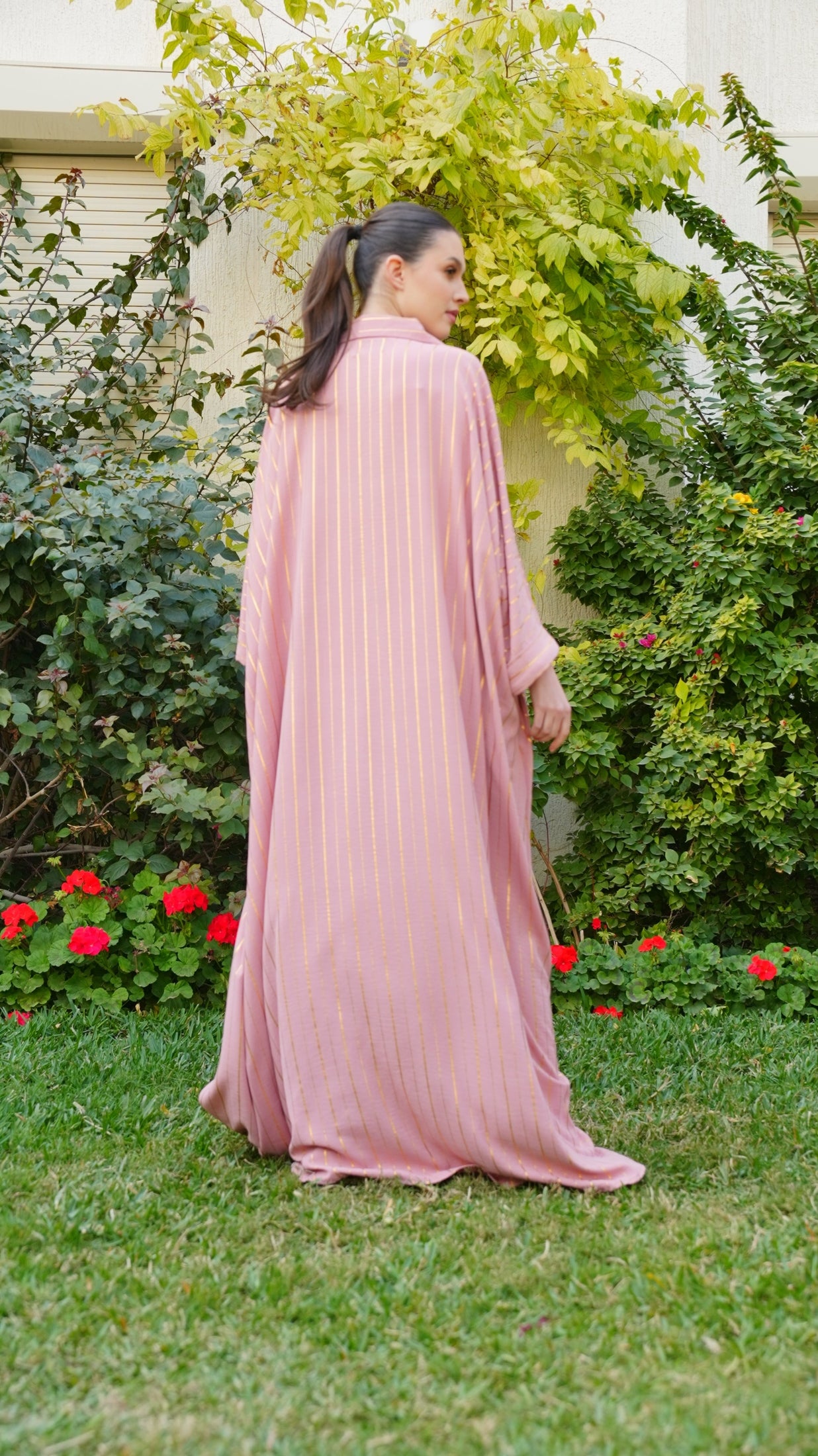 قفطان طويل وجميل بياقة قميص 84