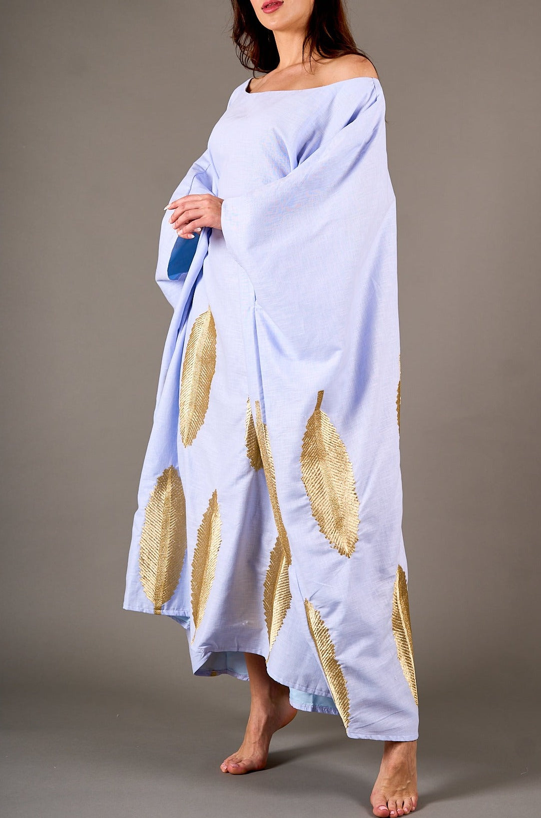 purple with gold embroidery