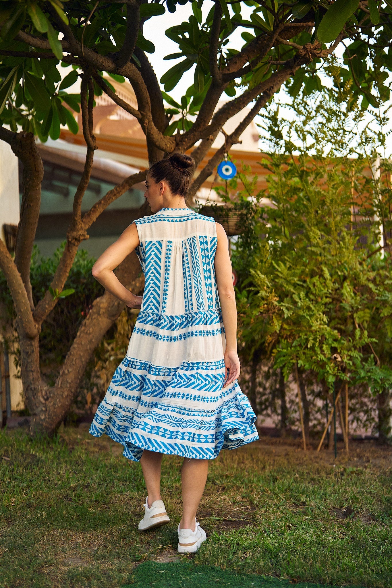 Blue Midi Sleeveless Summer Dress