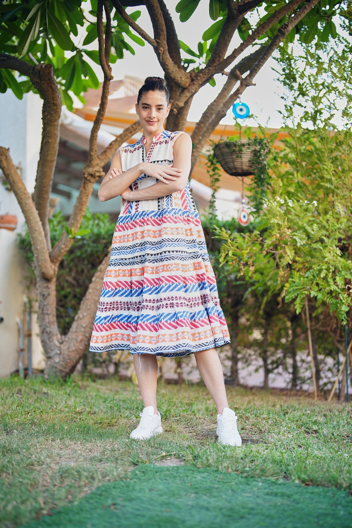 Sleeveless Multi-Color Midi Summer Dress
