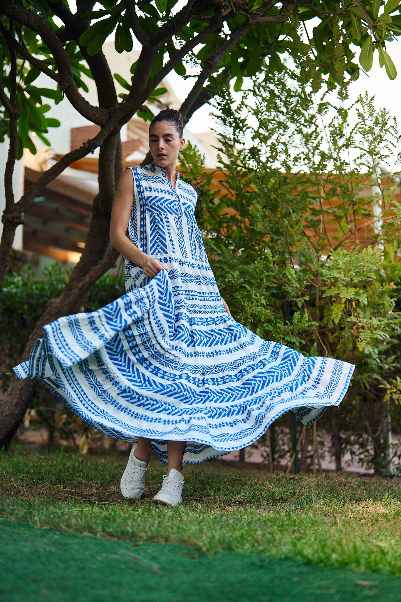 Blue Sleeveless Summer Maxi Dress