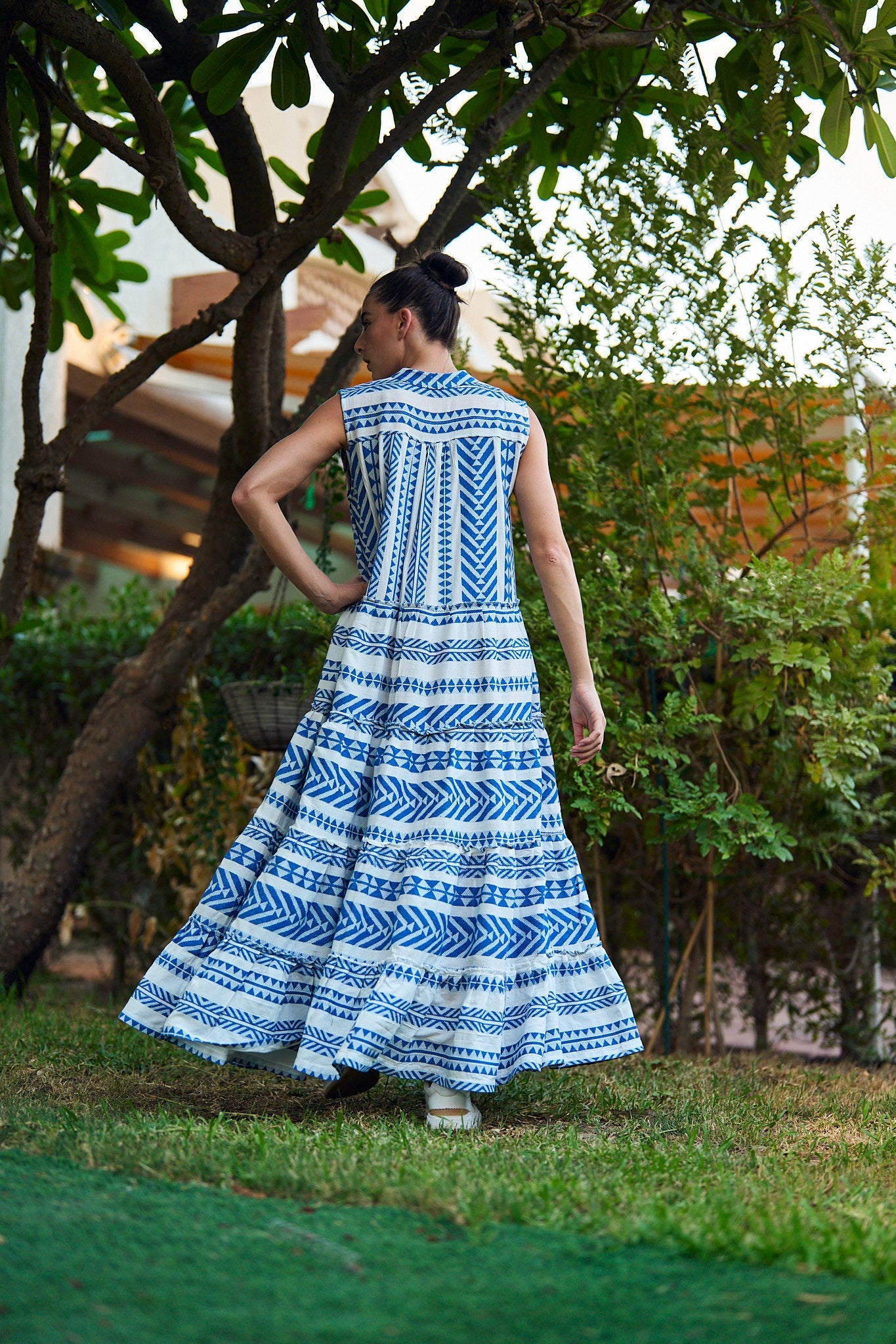 Blue Sleeveless Summer Maxi Dress