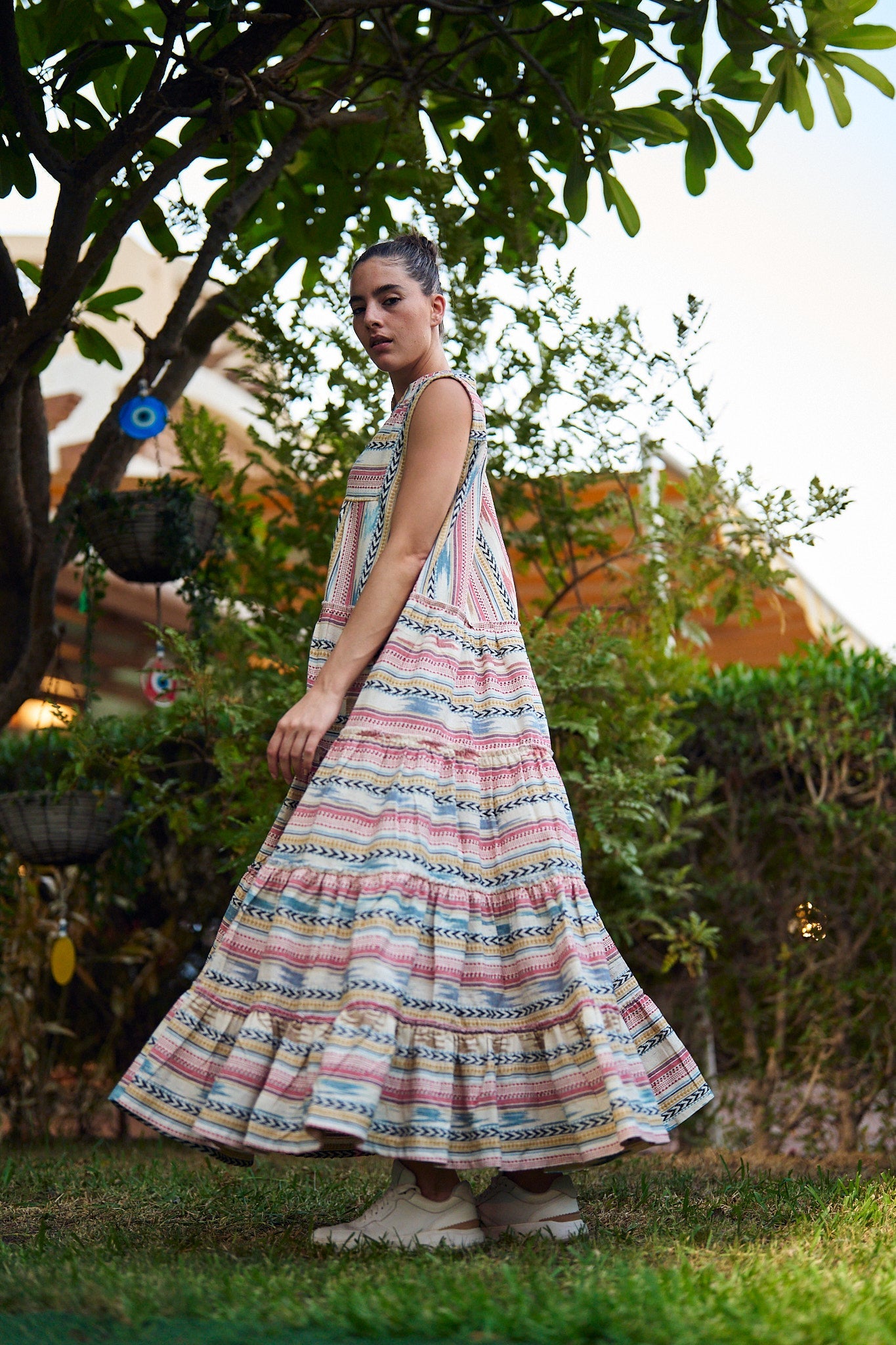 Sleeveless Colorful Maxi Dress