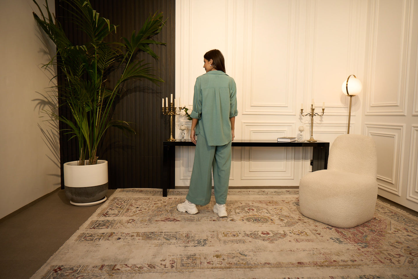Women's Linen Pant and Long Sleeve Shirt Set