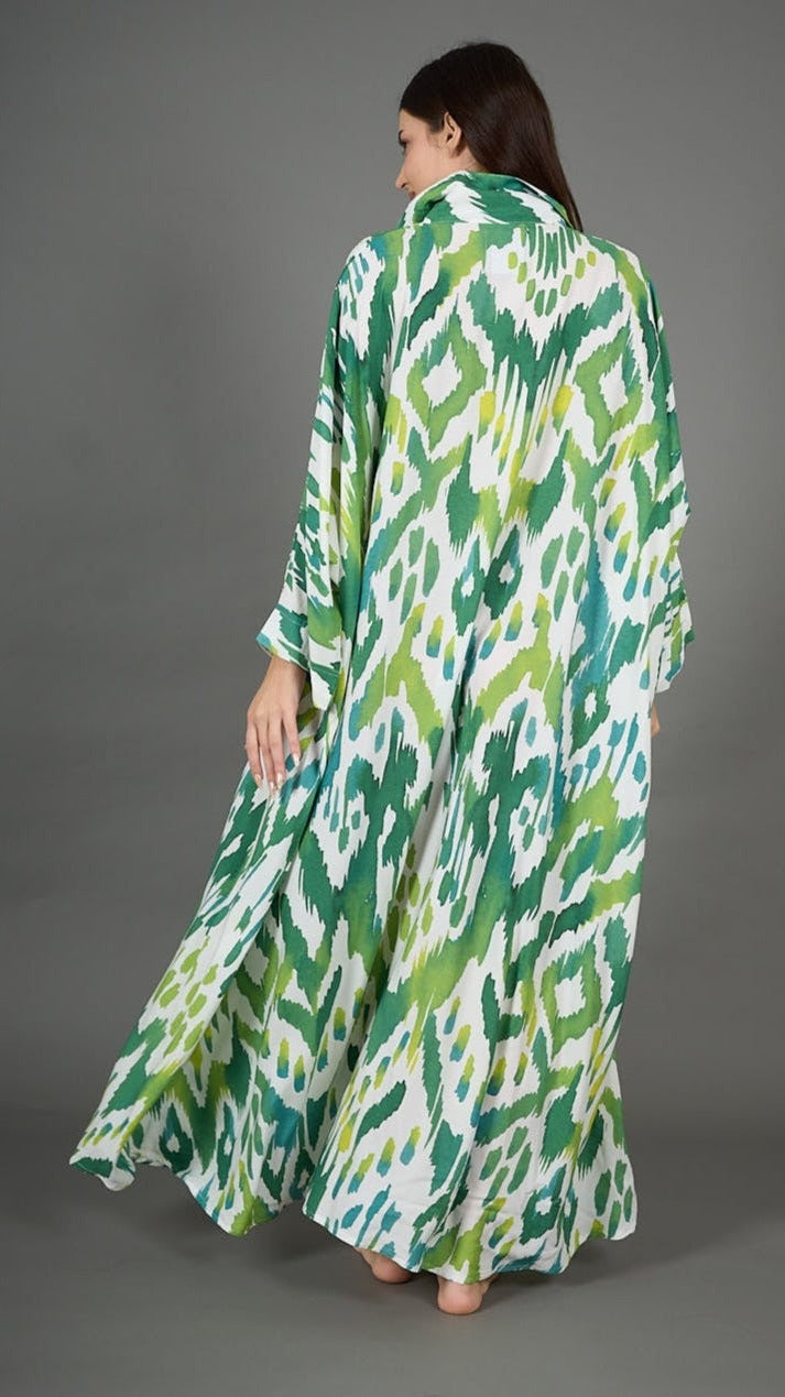 Shirt Collar Elegant Kaftan 113 Cotton Silk Fabric