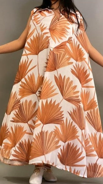 Fall leaves Sleeveless kaftan dress
