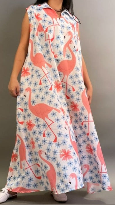Flamingo Sleeveless kaftan dress