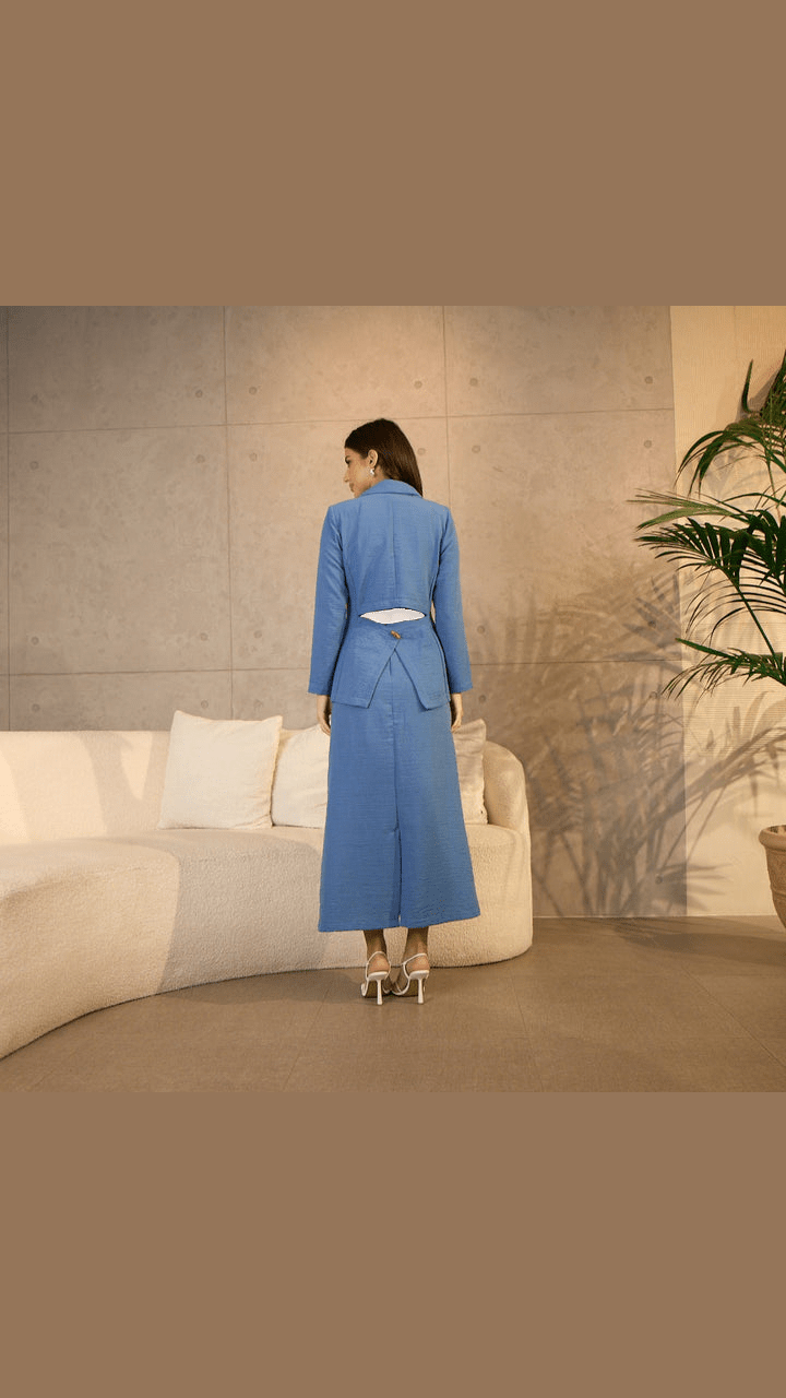 طقم فستان كتان نسائي وقميص بأكمام طويلة - أنيق ومريح لأي مناسبة