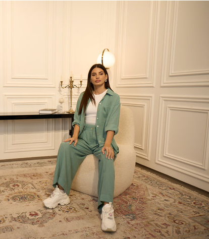 Women's Linen Pant and Long Sleeve Shirt Set
