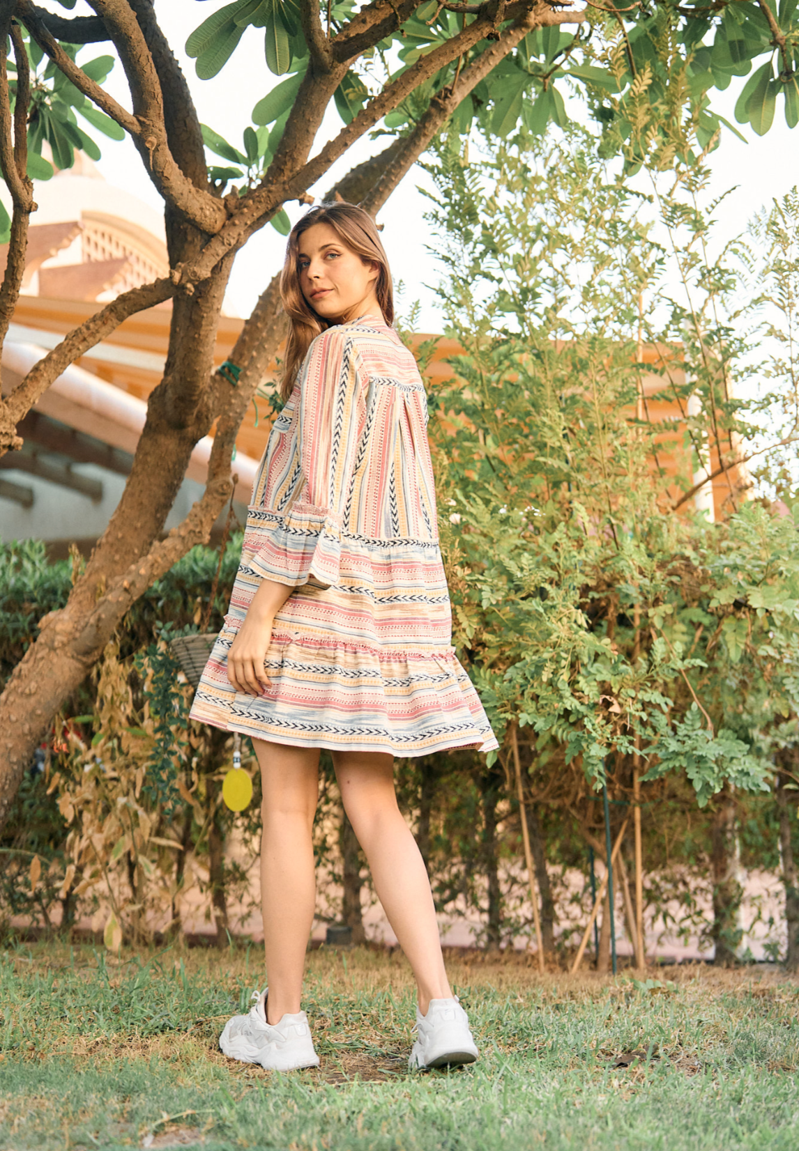 Mini Beige Colorful Summer Dress
