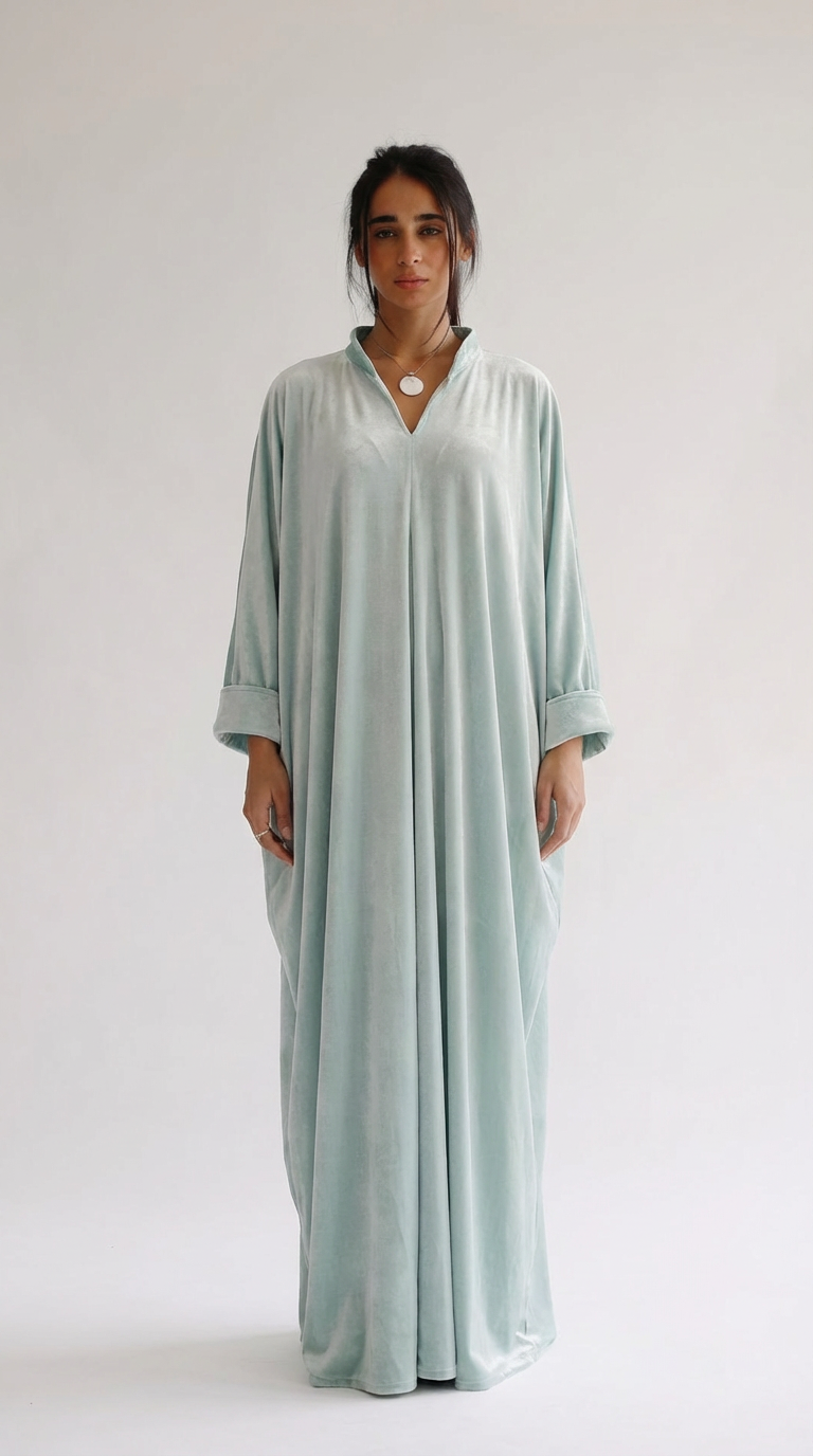 Sea Mist Velvet Kaftan