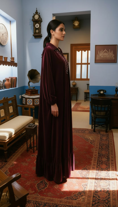 Tall Burgundy Velvet Heritage Kaftan