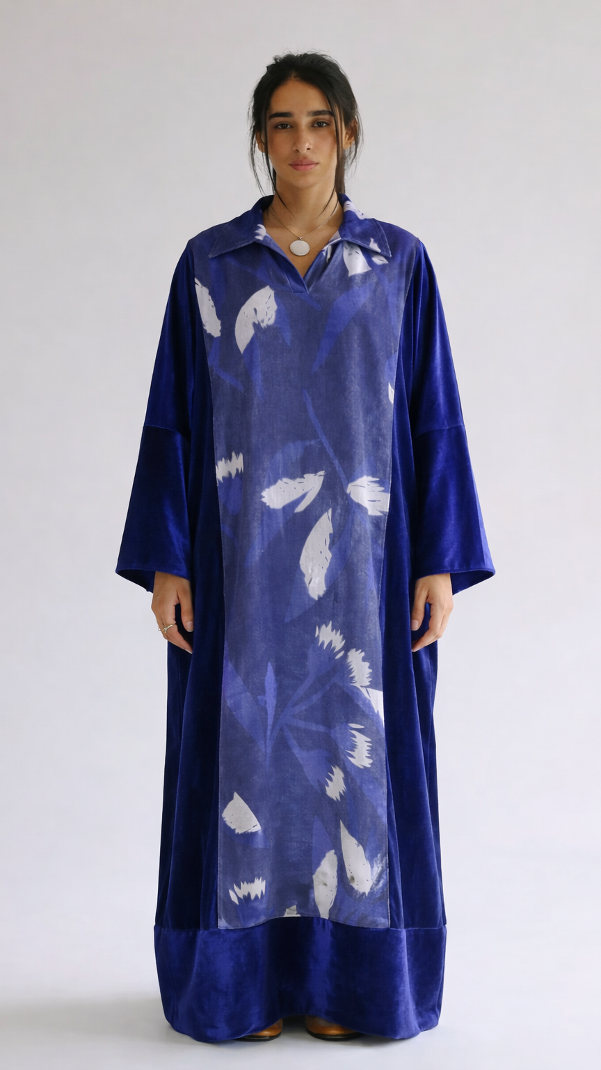 Tall Navy mix & match Velvet Kaftan