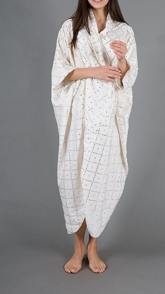White jumpsuit kaftan, lined