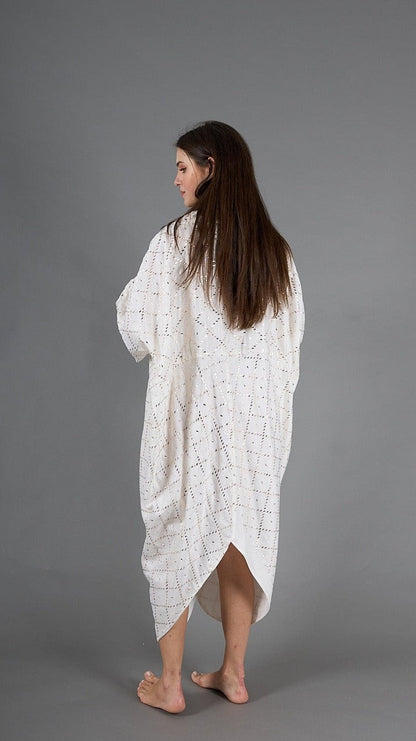 White jumpsuit kaftan, lined