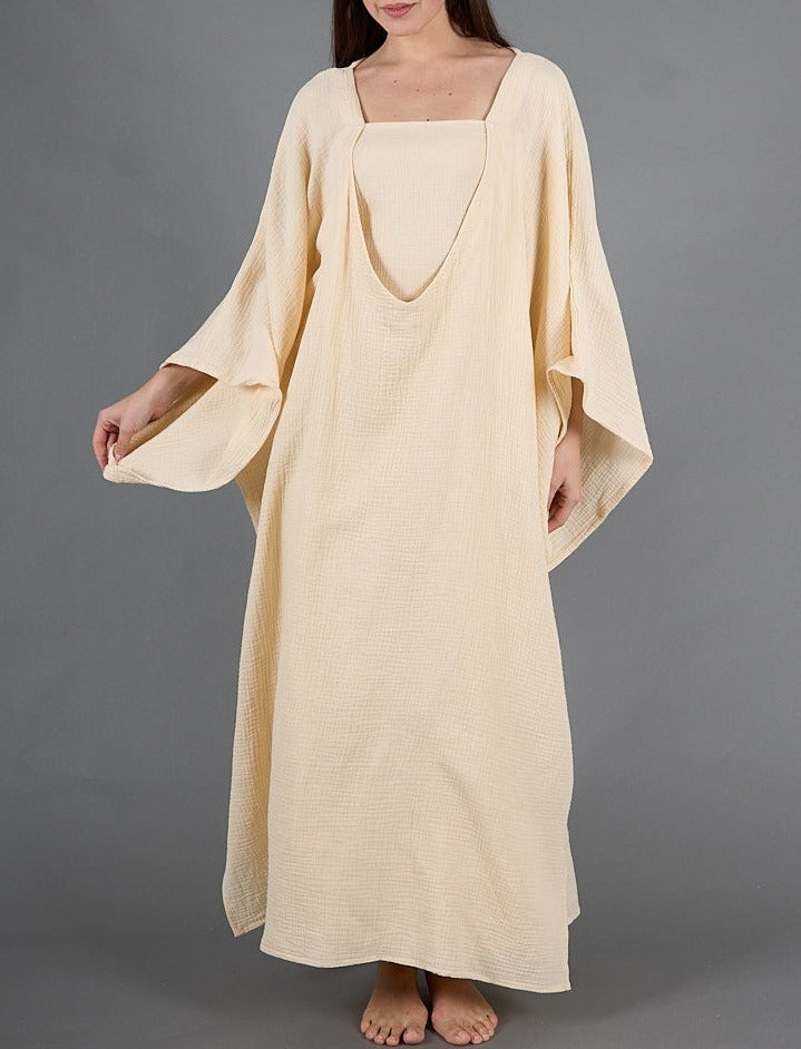 Plain Creamy Kaftan