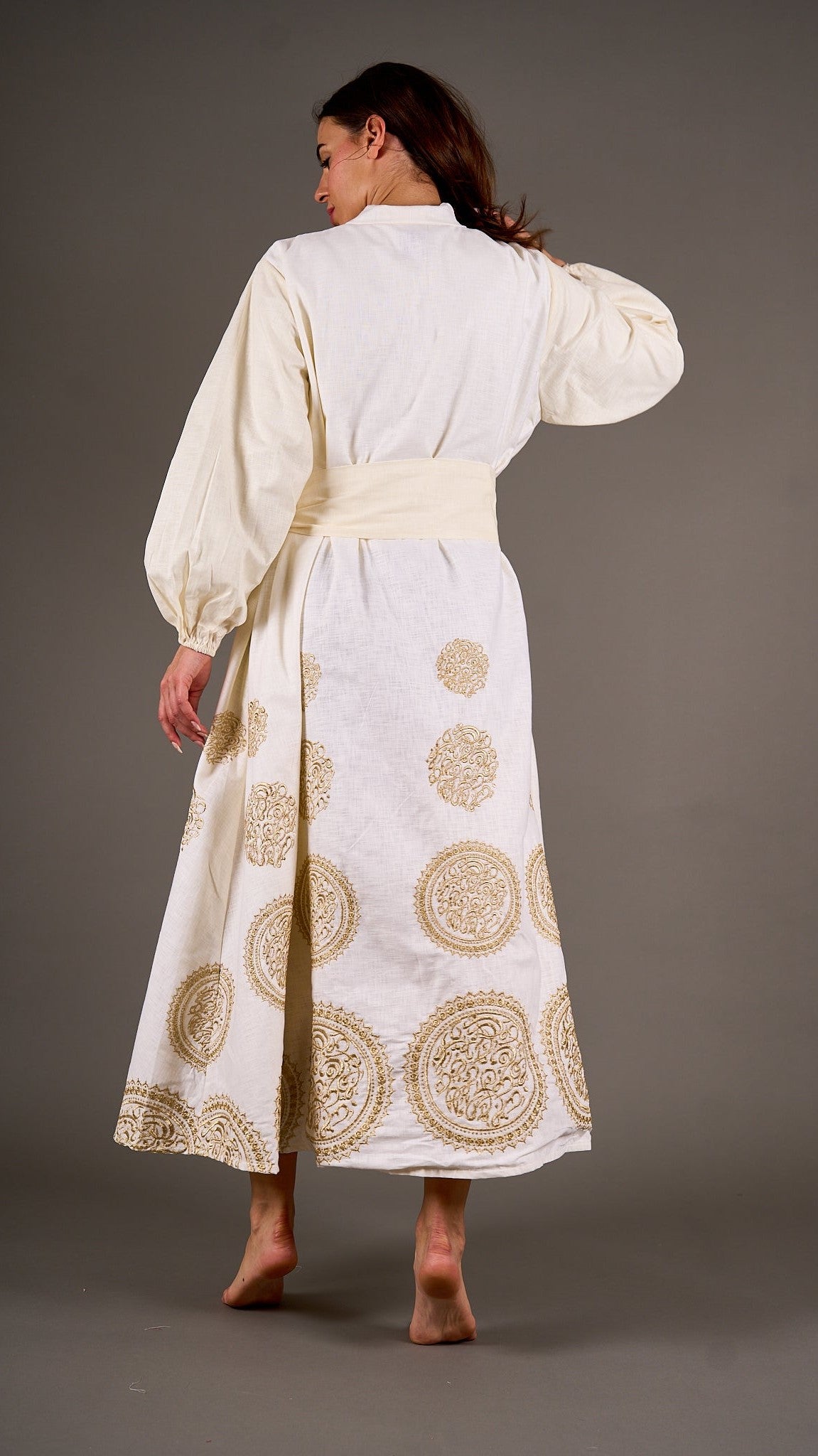 Off white Kimono with gold embroidery