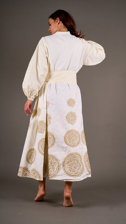 Off white Kimono with gold embroidery