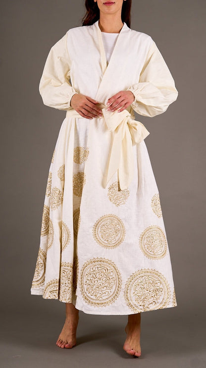 Off white Kimono with gold embroidery