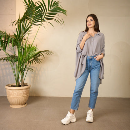 Gray Women's Shirt - Cozy, Stylish, and Versatile