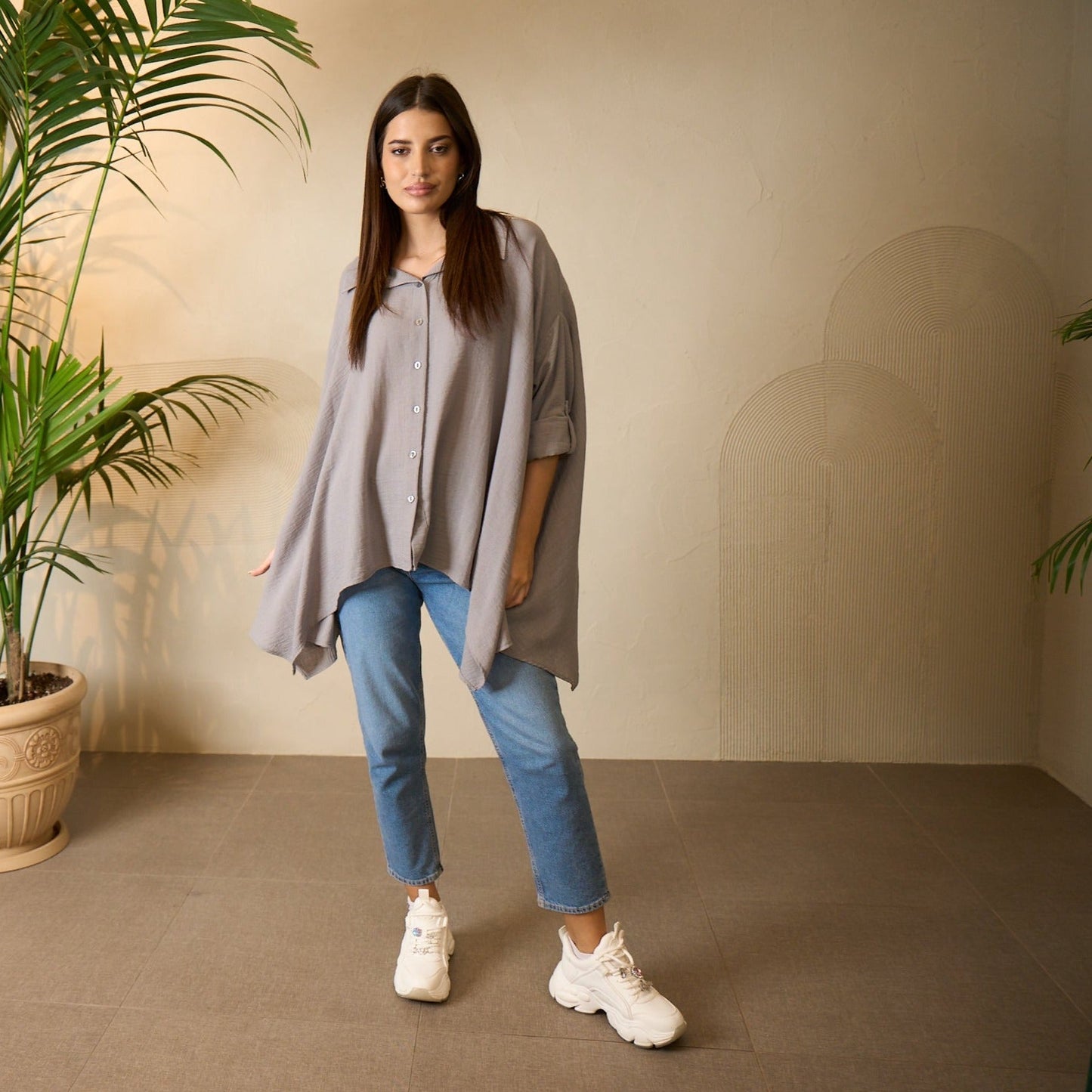 Gray Women's Shirt - Cozy, Stylish, and Versatile