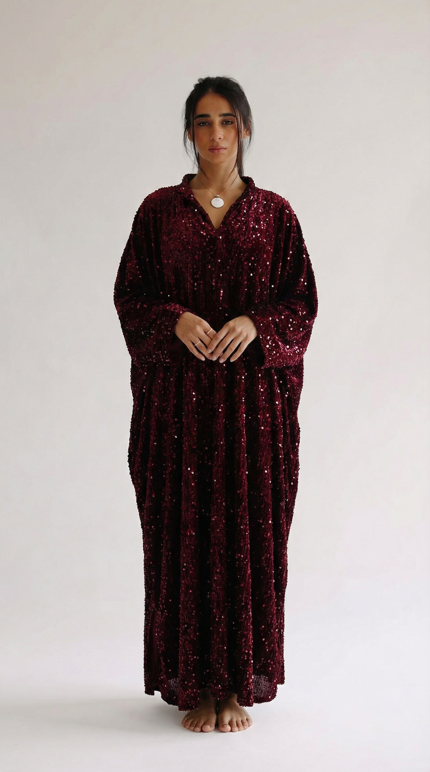 Burgundy Sequin Velvet Kaftan