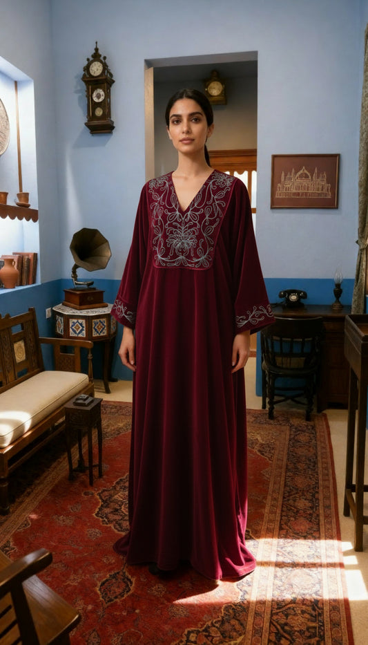 sky blue Velvet Kaftan